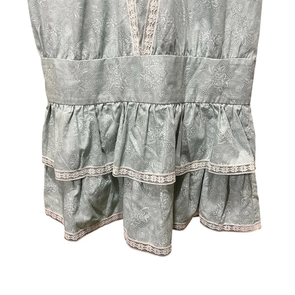 Gunne Sax Vintage Sage Green Floral Lace Dress with Drop Waist Cottagecore - Picture 4 of 13